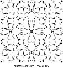 Tiled seamless geometric pattern of dots. Abstract black and white mosaic background. Black and white floral motifs - vector illustration.