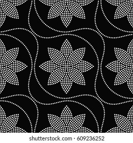 Tiled Seamless Geometric Pattern Dotted Lotus Stock Vector (Royalty ...