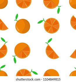 Tiled seamless pattern of cartoon orange slices in modern style. Healthy diet concept fruit print. Vector illustration.