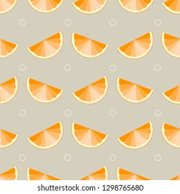 Tiled seamless pattern of cartoon orange slices in modern style. Healthy diet concept fruit print. Vector illustration.