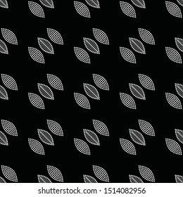 Patrón transparente de pétalos punteados. Fondo abstracto de hojas de mosaico en blanco y negro. Ilustración vectorial.