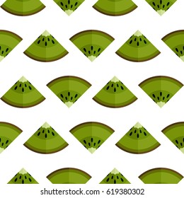 Tiled seamless pattern of fresh green kiwi slices in modern style. Healthy diet concept fruit print. Vector illustration.