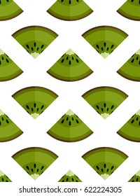 Tiled seamless pattern of fresh green kiwi slices in modern style. Healthy diet concept fruit print. Vector illustration.