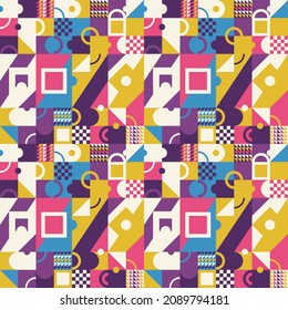 Figura geométrica abstracta con estilo de baldosas. Las formas simples de varios colores crean una composición que puede ser perfecta.