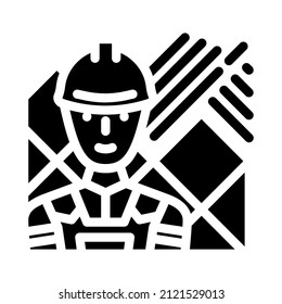 tiler handyman glyph icon vector. tiler handyman sign. isolated contour symbol black illustration