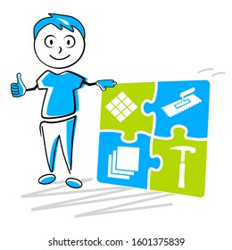 Tiler Service Cartoon Vector Illustration