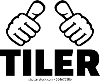 Tiler with thumbs. T-Shirt design.