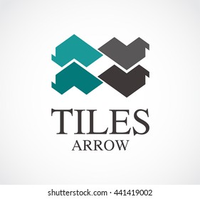 Tiles arrow of floor abstract vector and logo design or template interior business icon of company identity symbol concept