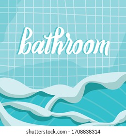 Tiles Background. Abstract wall pattern. Blue brick texture. The waves. Wall in the bathroom.