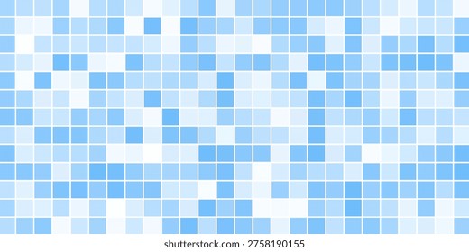 Tiles background. Blue seamless mosaic with gradient. Tile pattern for bathroom, pool or spa design. Clean relaxing background for decor or promotional material. Vector Illustration.