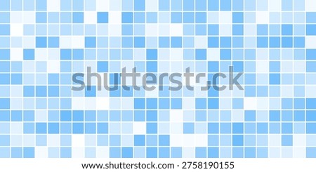 Tiles background. Blue seamless mosaic with gradient. Tile pattern for bathroom, pool or spa design. Clean relaxing background for decor or promotional material. Vector Illustration.