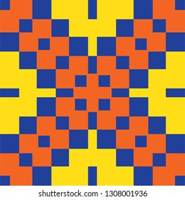 Tiles background. Seamless multicolor triangle pattern on black background. Graphic disigh. Trendy mosaic geometric background. Template for your design of tile, wallpapers, Vector illustration