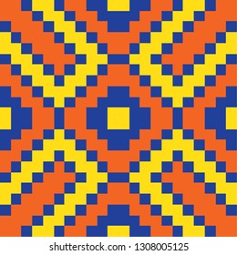 Tiles background. Seamless multicolor triangle pattern on black background. Graphic disigh. Trendy mosaic geometric background. Template for your design of tile, wallpapers, Vector illustration