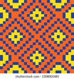 Tiles background. Seamless multicolor triangle pattern on black background. Graphic disigh. Trendy mosaic geometric background. Template for your design of tile, wallpapers, Vector illustration