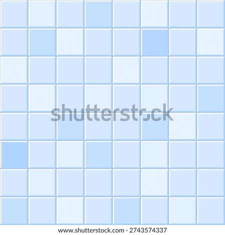 Tiles background. Vector tiles texture. Square tiled wall mosaic. Blue tiles seamless vector pattern.