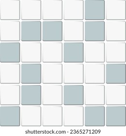 Tiles bathroom seamless backdrop. Gray wall pattern. White ceramic texture. Kitchen neutral mosaic. Tiled floor texture. Vector illustration