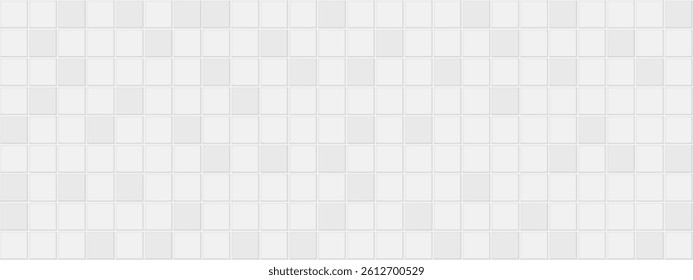 Tiles bathroom seamless pattern. Grey ceramic wall. Kitchen or bathroom interior design. Tiled floor texture. Light square mosaic template. Vector illustration.
