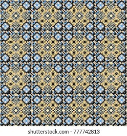Tiles beige, black and gray background. Geometric seamless pattern. Abstract vector background.