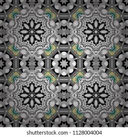 Tiles black, gray and white background. Geometric seamless pattern. Abstract vector background.