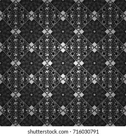 Tiles black, gray and white background. Geometric seamless pattern. Abstract vector background.