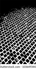 Tiles. Black & white backdrop. Dimensional vector background. Flooring, distressed texture.