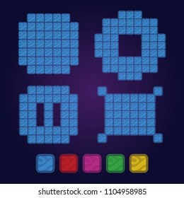 Tiles and borders elements. Different shapes of game board.