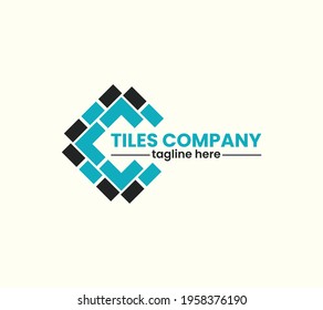 Tiles company logo with construction, tiles floor, decoration, tiler, tiles pattern, tiles, building, and business company logo.