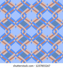 Tiles consisting of colored interlacing rhombuses . Vector seamless pattern illustration.