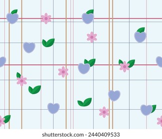 Tiles Design Art Lite Blue Natural Theme with Flower and Love