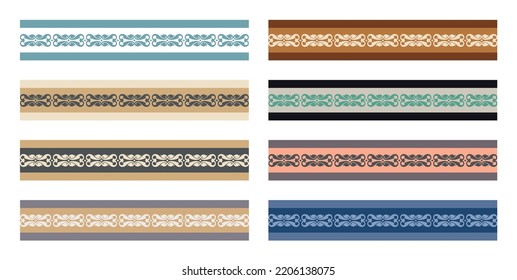 Diseño de baldosas. Conjunto de bordes decorativos ilustrados hechos para azulejos, marcos