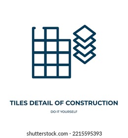 Detalles de mosaicos del icono de construcción. Ilustración vectorial lineal de la colección hágalo usted mismo. Detalle de mosaicos de esquema del vector de icono de construcción. Símbolo de línea delgada para uso en aplicaciones web y móviles, logotipo, 