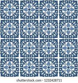 Tiles Floral portuguese style pattern, usually used in tiles in Spain, Portugal and other Mediterranean countries