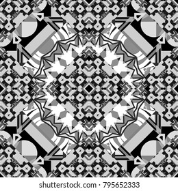 Tiles gray, black and white background. Geometric seamless pattern. Abstract vector background.