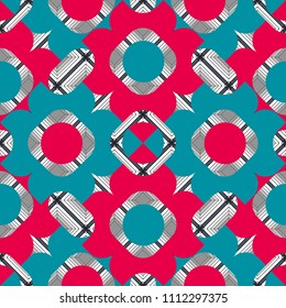 Tiles gray, blue and pink background. Geometric seamless pattern. Abstract vector background.