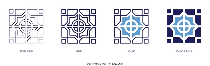 Tiles icon in 4 different styles. Thin Line, Line, Bold, and Bold Line. Duotone style. Editable stroke.