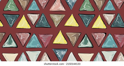 Tiles, mosaic of glossy triangles. Pattern, colored Desktop wallpaper, pattern on fabric, background. Vector pattern.