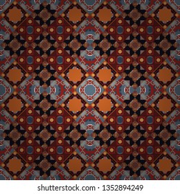 Tiles orange, brown and red background. Abstract vector background. Geometric seamless pattern.