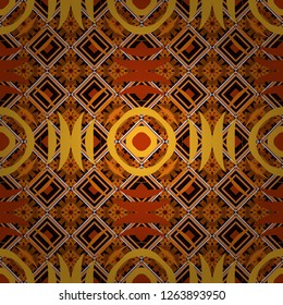 Tiles orange, yellow and brown background. Geometric seamless pattern. Abstract vector background.