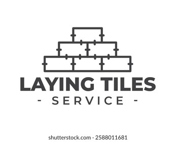 Tiles outline vintage logo isolated on white background. Laying tiles symbol. Tiles design element. Vector illustration