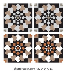 baldosas, patrón, formas geométricas de marco, suelo de decoración, mosaico de pared
