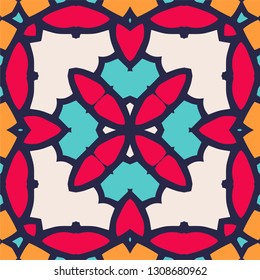 Tiles Portuguese patterns antique seamless design in Vector illustration vintage.