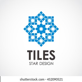 Tiles star of construction abstract vector and logo design or template decoration business icon of company identity symbol concept