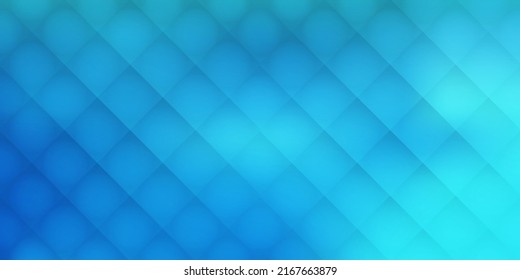 Tiles of Translucent Glowing Squares Colored in Shades of Blue - Geometric Mosaic Pattern, Glossy Grid Pattern on Blurred Abstract Gradient Background - Vector Design Template