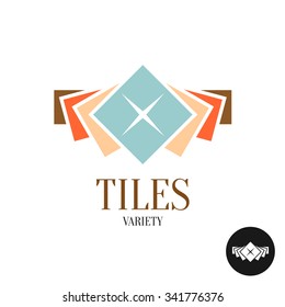 Tiles variety logo. Row of the color square tiles for interior apartment design.