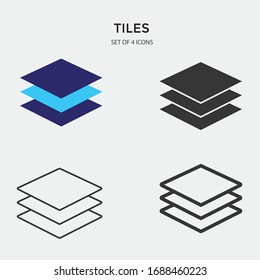 tiles vector icons architecture and construction solid gray color outline