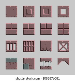 The Tileset. Pixel Art. Vector.