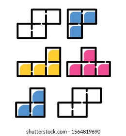 Tiling Puzzle Color Icon. Tile-matching Game. Block Arrangement. Mental Exercise. Ingenuity, Intelligence Test. Brain Teaser. Problem Solving. Solution Finding. Isolated Vector Illustration