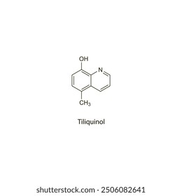 Tiliquinol flat skeletal molecular structure Antiprotozoal drug used in vaginitis treatment. Vector illustration scientific diagram.