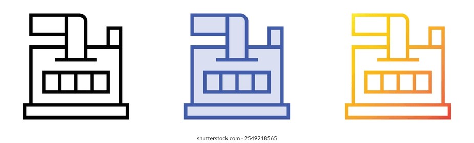 icono de caja. Lineal, relleno azul y diseño de estilo degradado aislado sobre fondo blanco