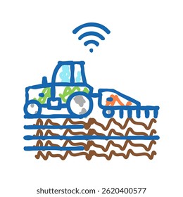 tillage smart farm agriculture doodle icon sketch vector. tillage smart farm agriculture sign. isolated symbol illustration
